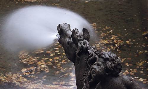 Picture: Horse's head spouting water in the Lower Grotto