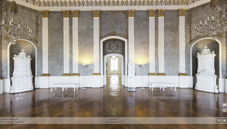 External link to the virtual tour on Bayreuth New Palace